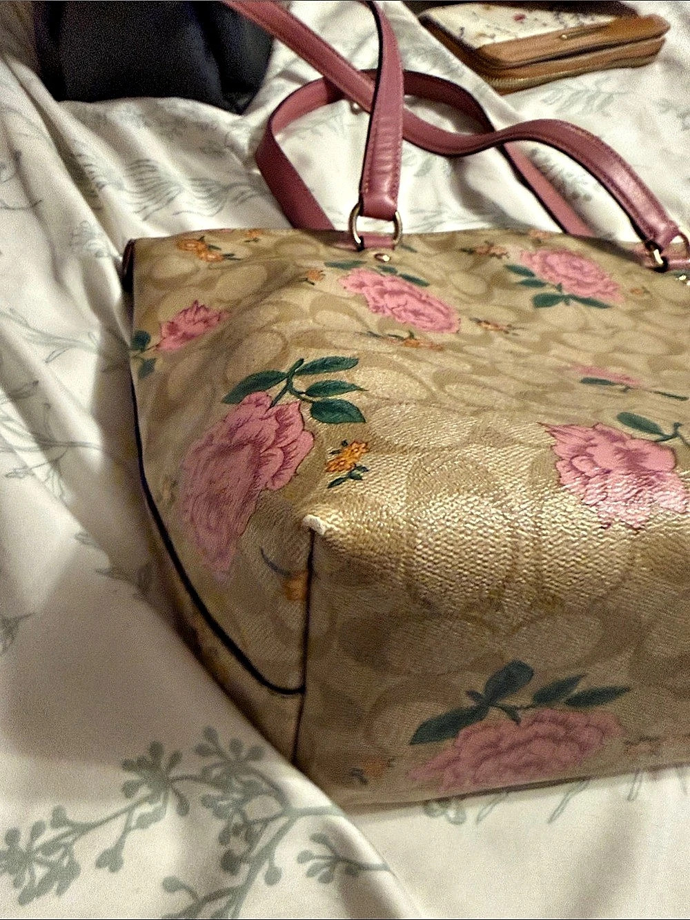 Coach Gallery Tote In Signature Canvas With Rose Print Floral Tote in Brown & - Picture 9 of 9